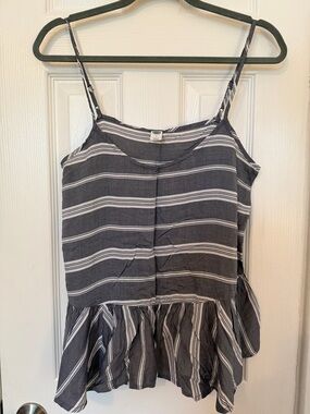 Old Navy Gray & White Striped Peplum Cami